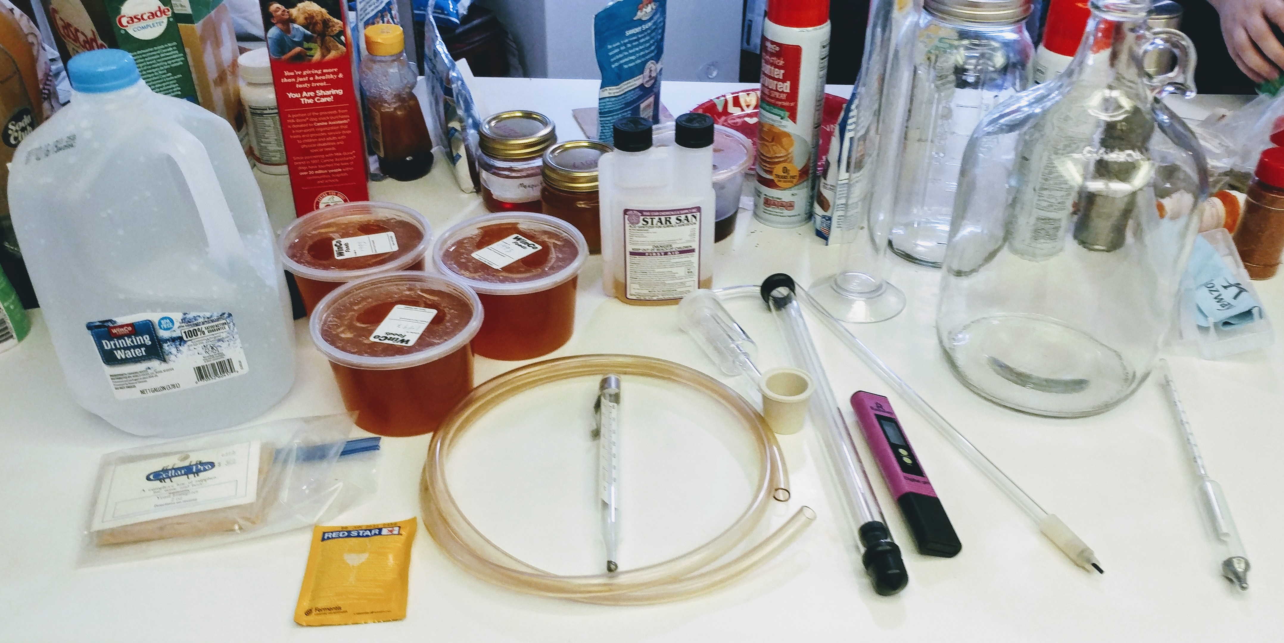 Equipment laid out on the counter